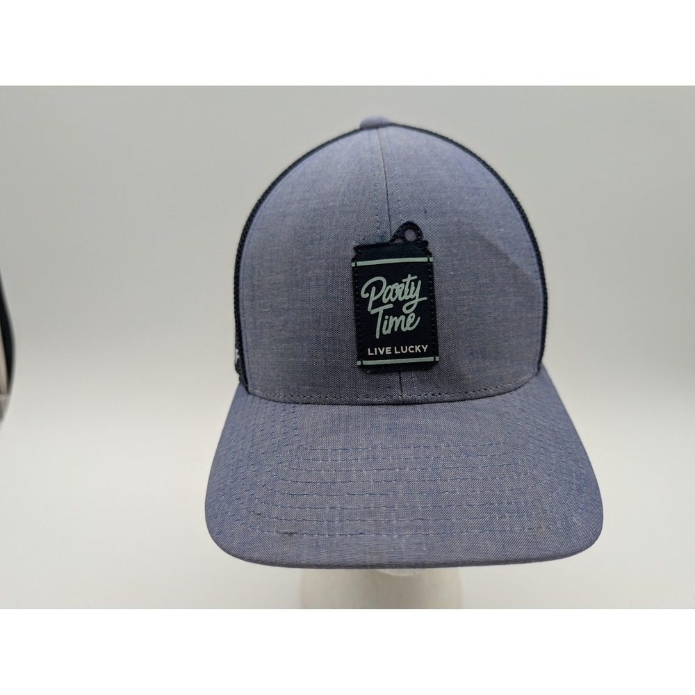 Black Clover Topgolf Live Lucky Party Time Trucker Hat Blue Black Snapback Cap